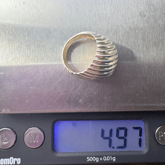 VTG Solid Sterling Silver 925 Small Twist Design Dome Ring Size 4.75 - Picture 7 of 8